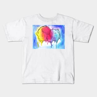 Rainbow Watercolor Pomeranian Kids T-Shirt